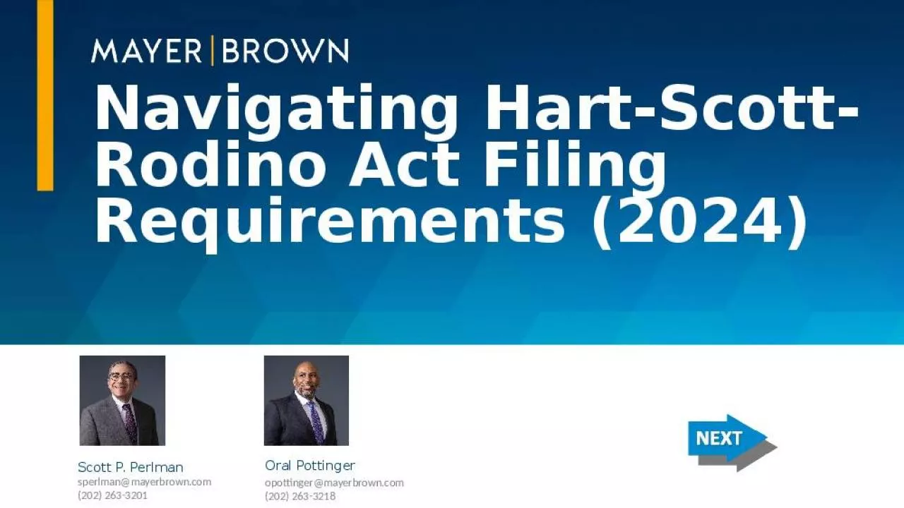 PPT-Navigating Hart-Scott-Rodino Act Filing Requirements (2024)