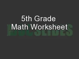 5th Grade Math Worksheet