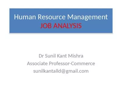 Human Resource Management JOB ANALYSIS