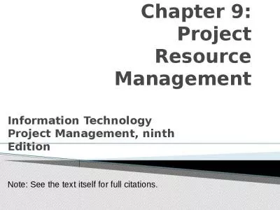 Chapter 9: Project Resource Management