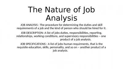 The Nature of Job Analysis