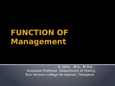 FUNCTION OF Management