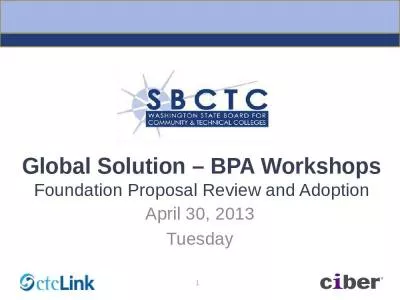 Global Solution   BPA Workshops Foundation Proposal Review and Adoption