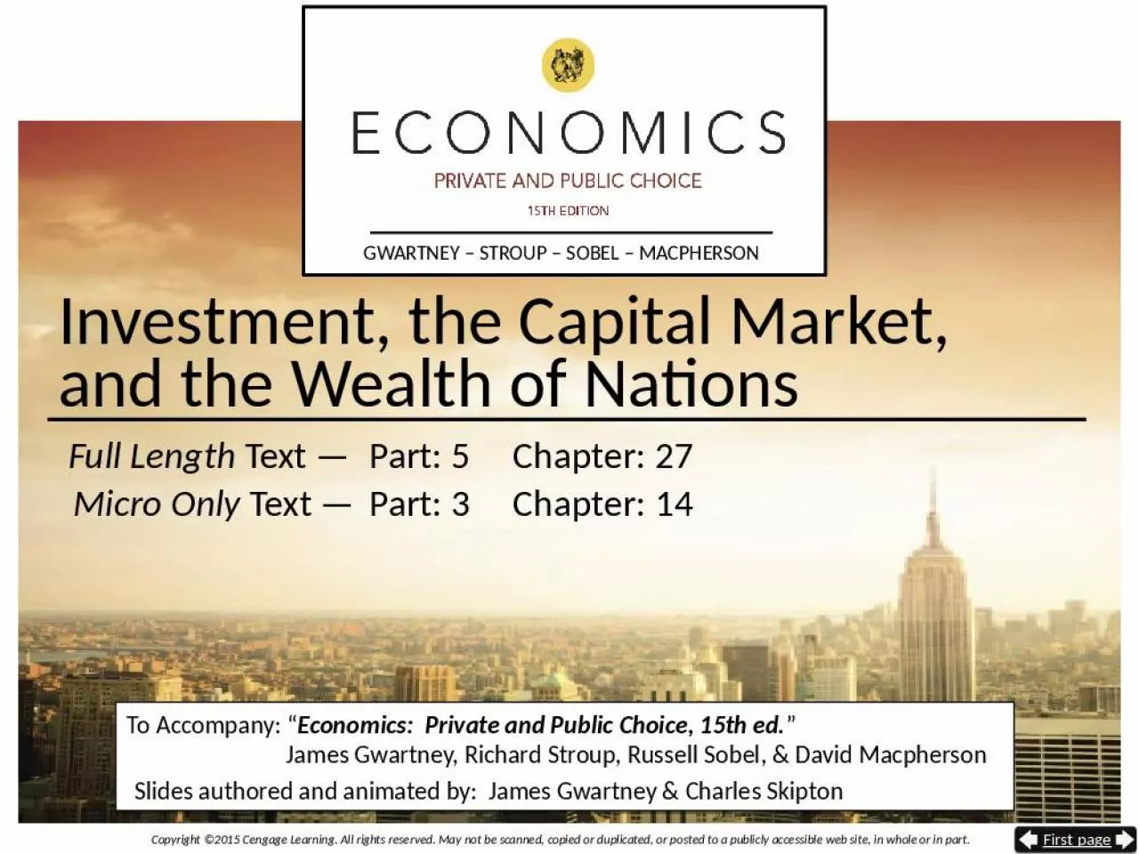 PPT-Investment, the Capital Market, and the Wealth of Nations