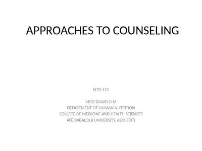 APPROACHES TO COUNSELING