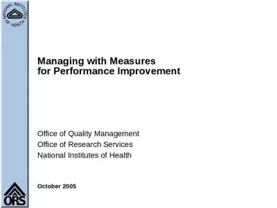 Managing with Measures  for Performance Improvement