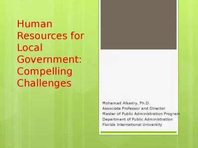 Human Resources for Local Government: Compelling Challenges