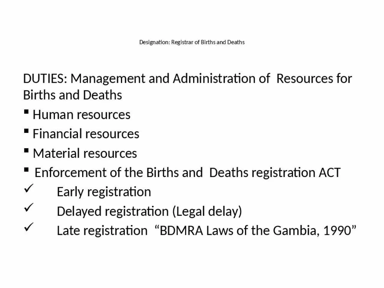 PPT-Designation: Registrar of Births and Deaths