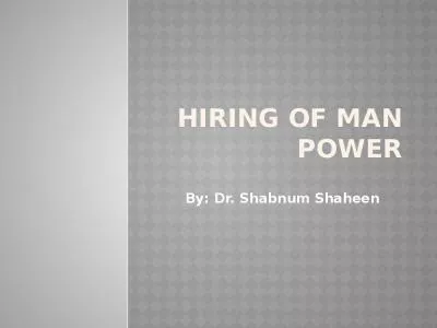 Hiring of Man Power