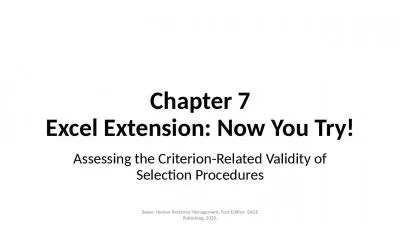 Chapter 7 Excel Extension: Now You Try!