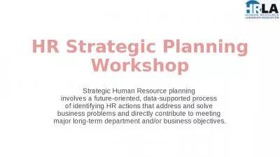 HR Strategic Planning Workshop