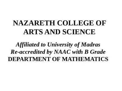 NAZARETH COLLEGE OF ARTS AND SCIENCE