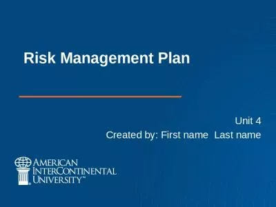 Risk Management Plan