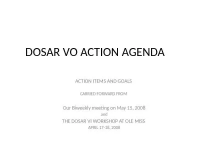 DOSAR VO ACTION AGENDA