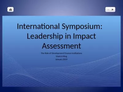 International Symposium:   Leadership in Impact Assessment