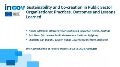 Sustainability and Co-creation in Public Sector Organisations: Practices, Outcomes and