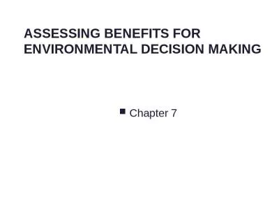 Assessing Benefits for Environmental Decision Making