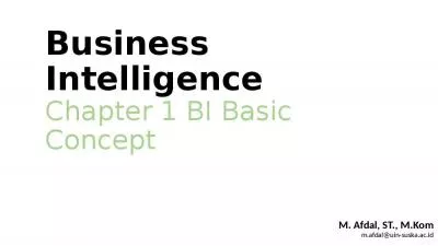 Business Intelligence Chapter 1 BI Basic Concept