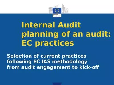 Internal Audit planning of an audit: EC practices