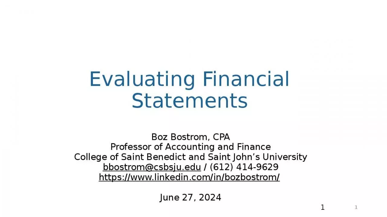 PPT-Evaluating Financial Statements