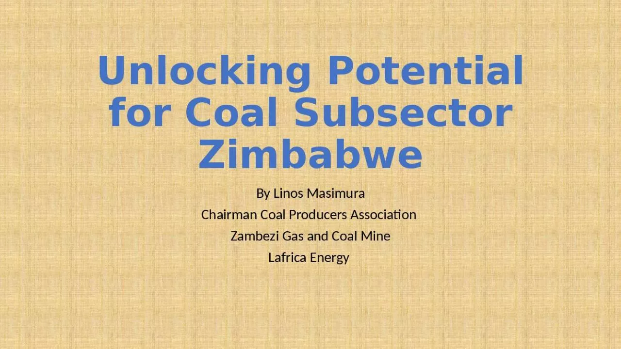 PPT-Unlocking Potential for Coal Subsector Zimbabwe