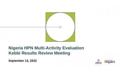 Nigeria HPN Multi-Activity Evaluation Kebbi Results Review Meeting