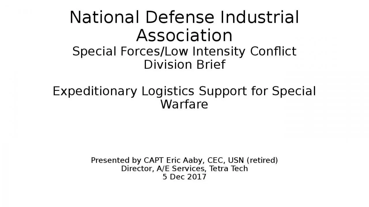 PPT-National Defense Industrial Association Special Forces/Low Intensity Conflict Division