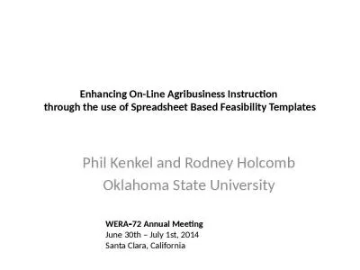 Enhancing On-Line Agribusiness Instruction  through the use of Spreadsheet Based Feasibility Templates