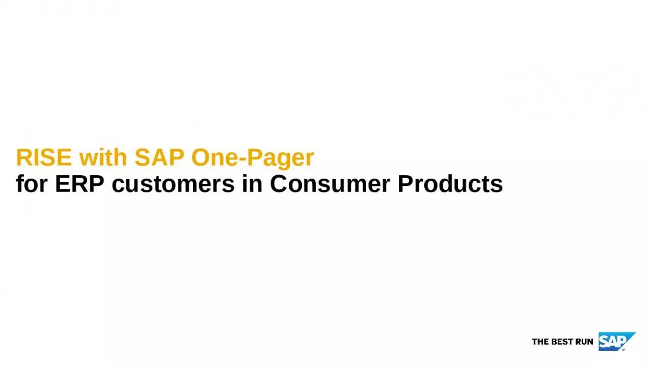 PPT-RISE with SAP One-Pager for ERP customers in Consumer Products