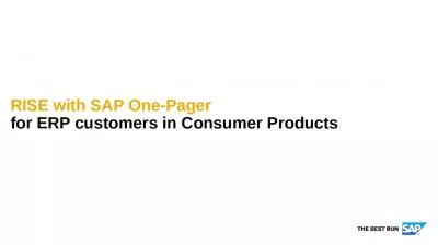 RISE with SAP One-Pager for ERP customers in Consumer Products