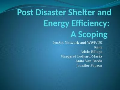 Post Disaster Shelter and Energy Efficiency:  A Scoping