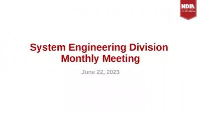 System Engineering Division  Monthly Meeting