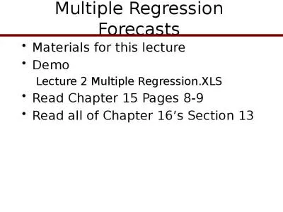 Multiple Regression Forecasts