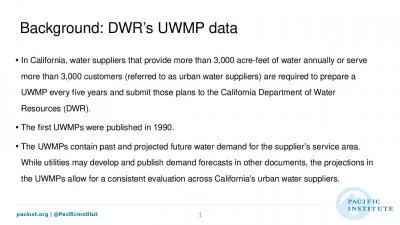 Background: DWR s UWMP data