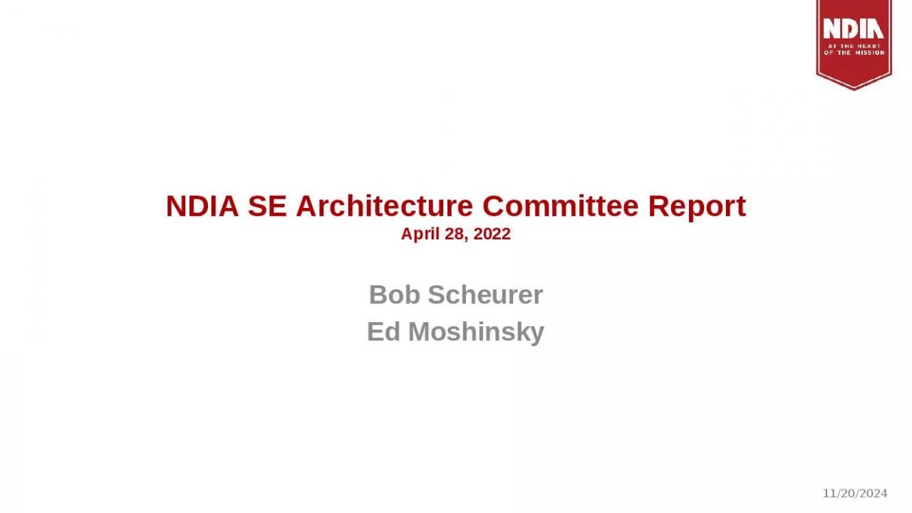 PPT-NDIA SE Architecture Committee Report April 28, 2022