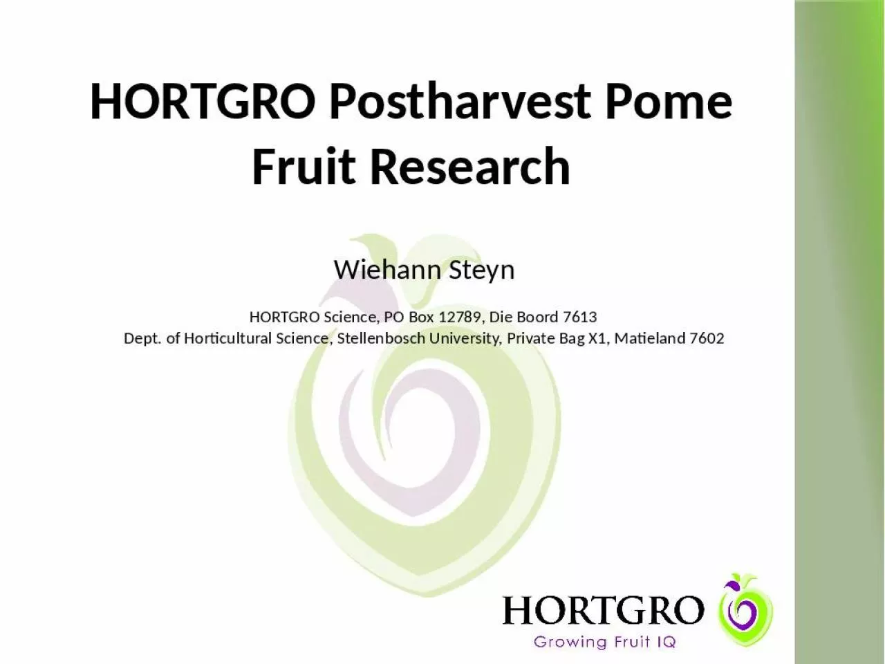 PPT-HORTGRO Postharvest Pome Fruit Research