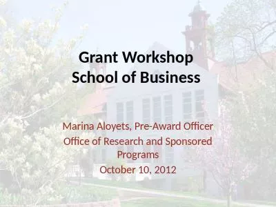 Grant Workshop  School of Business