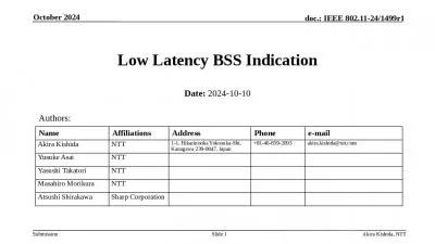 Low Latency BSS Indication