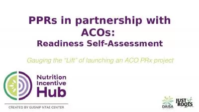 PPRs in partnership with ACOs:  Readiness Self-Assessment