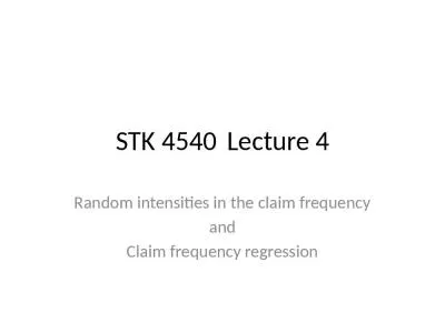 STK 4540 Lecture 4