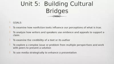 Unit 5:  Building Cultural Bridges