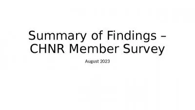 Summary of Findings   CHNR Member Survey