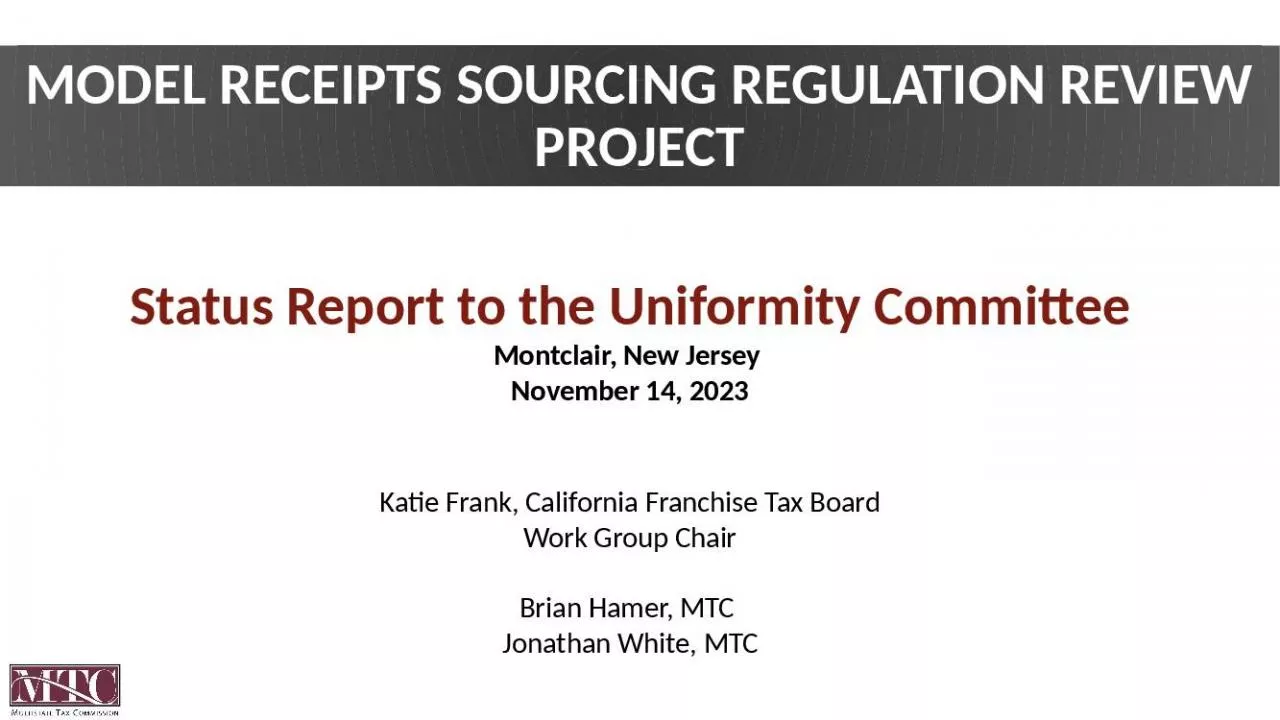 PPT-Model Receipts Sourcing Regulation Review Project