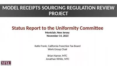 Model Receipts Sourcing Regulation Review Project