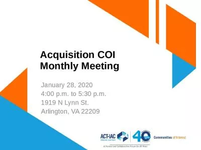 Acquisition COI  Monthly Meeting