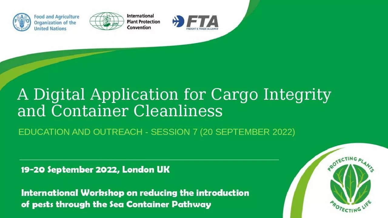 PPT-A Digital Application for Cargo Integrity and Container Cleanliness