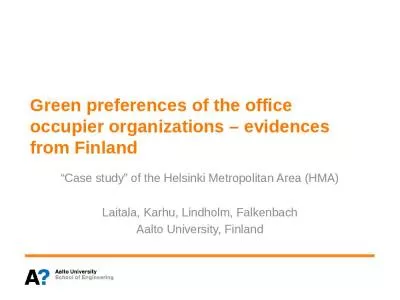 Green preferences of the office occupier organizations   evidences from Finland