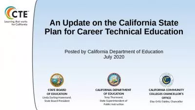 An Update on the California State Plan for Career Technical Education