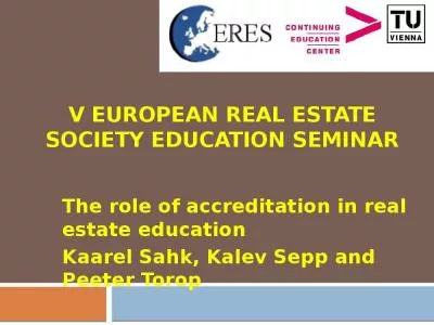 V European Real Estate Society Education Seminar