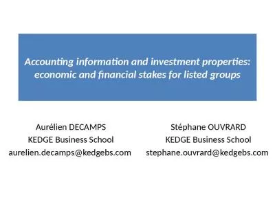 Accounting information and investment properties: economic and financial stakes for listed